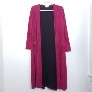 LulaRoe | Metallic Pink Sarah Cardigan Duster